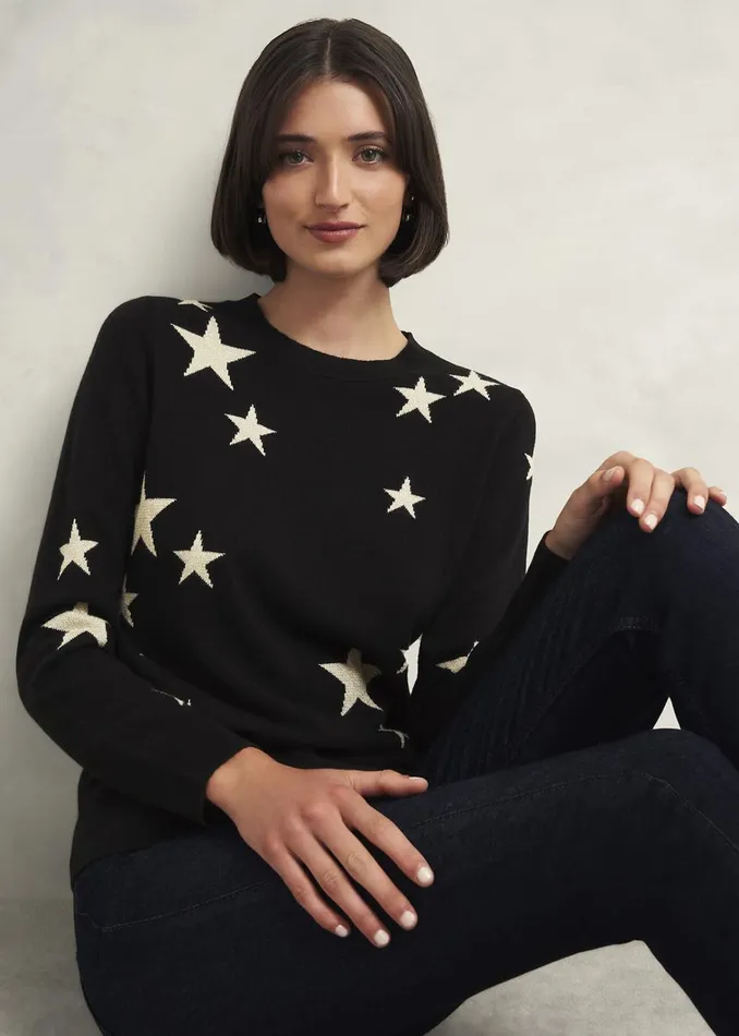 Women Samira Star Jumper With Cashemre Black Ivory Hobbs Jumpers and Cardigans