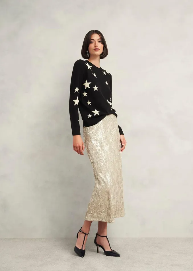 Women Samira Star Jumper With Cashemre Black Ivory Hobbs Jumpers and Cardigans
