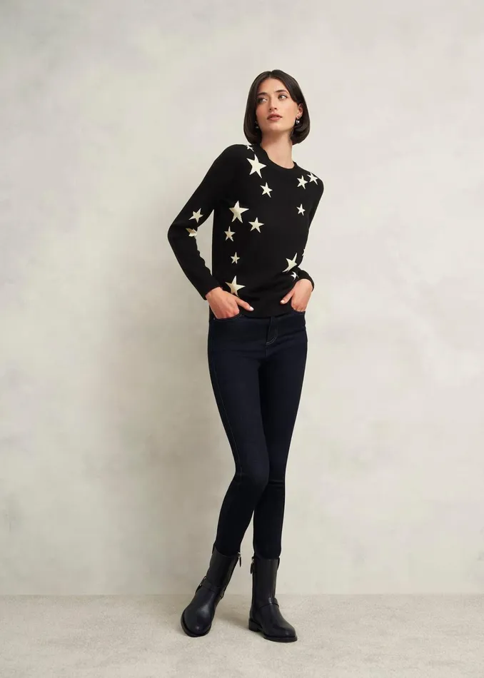 Women Samira Star Jumper With Cashemre Black Ivory Hobbs Jumpers and Cardigans