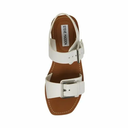 Women SANTO WHITE LEATHER White Leather Steve Madden Sandals Women SANTO WHITE LEATHER White Leather Steve Madden Sandals