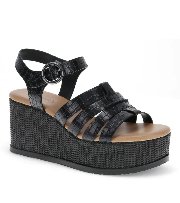 Women Savannah Wedge Sandal Black Baretraps Wedge Sandals