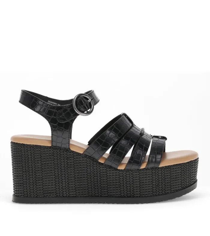 Women Savannah Wedge Sandal Black Baretraps Wedge Sandals