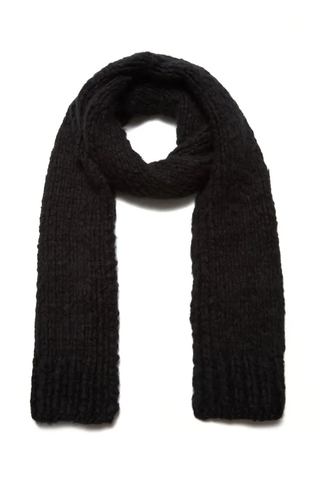 Women Scarves and Gloves Gabriela Hearst Pyke Knit Scarf In Black Welfat Cashmere