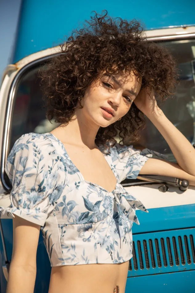 Women Sets YUMI KIM Floral Cropped Top Women039s Crop Top Lunar Garden Cyan