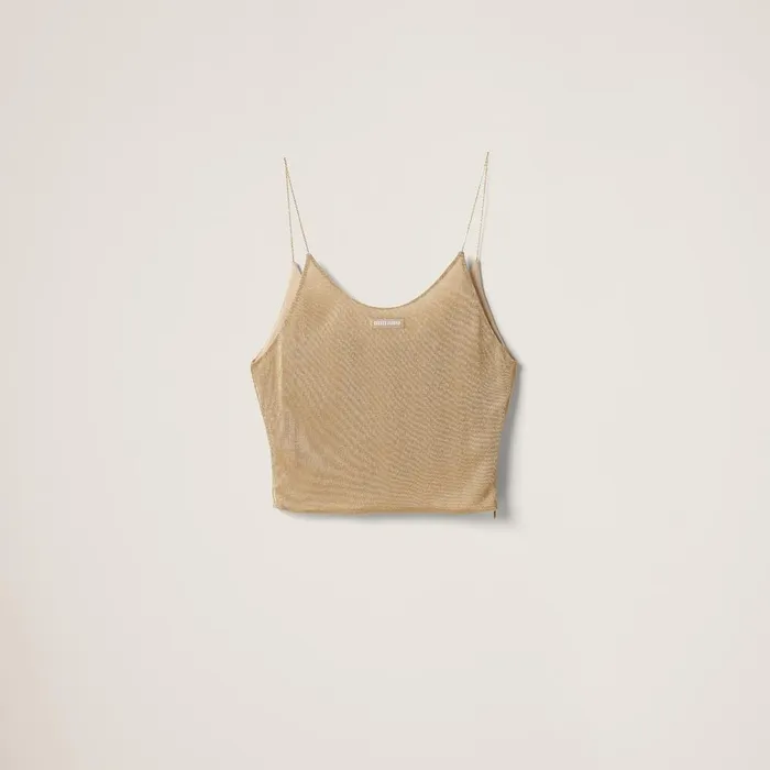 Women Shirts And Tops Miu Miu Mesh Top Gold