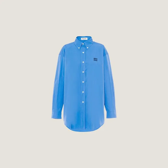 Women Shirts And Tops Miu Miu Oversized Poplin Shirt Periwinkle Blue