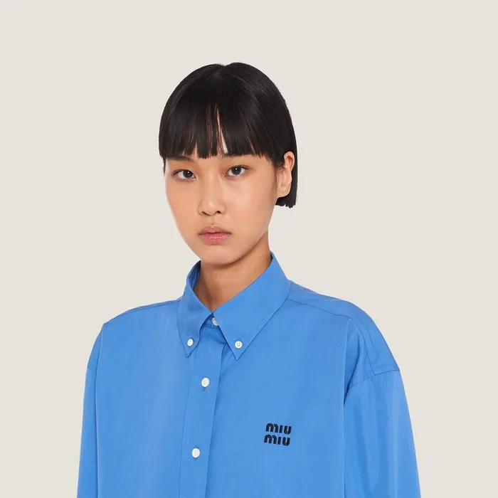 Women Shirts And Tops Miu Miu Oversized Poplin Shirt Periwinkle Blue Women Shirts And Tops Miu Miu Oversized Poplin Shirt Periwinkle Blue
