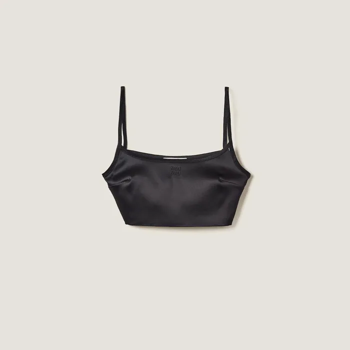 Women Shirts And Tops Miu Miu Stretch Satin Top Black
