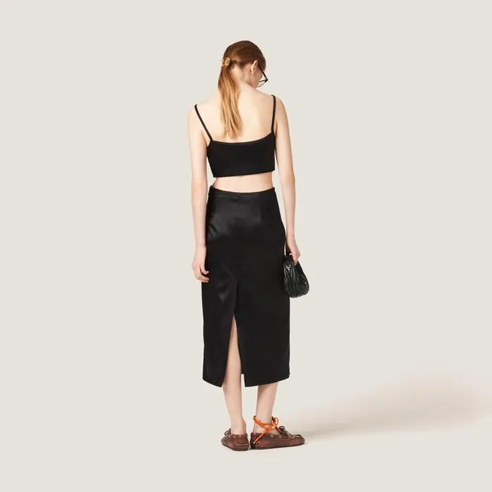 Women Shirts And Tops Miu Miu Stretch Satin Top Black Women Shirts And Tops Miu Miu Stretch Satin Top Black