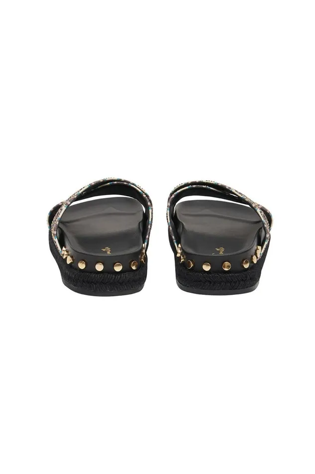 Women Shoes Camilla Embellished Espadrille Slide Solid Black