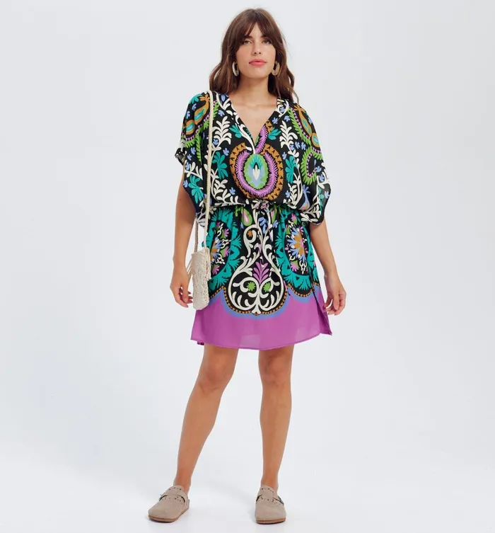 Women Short Kaftan Dress 8211 Black Print Promod Dresses Women Short Kaftan Dress 8211 Black Print Promod Dresses