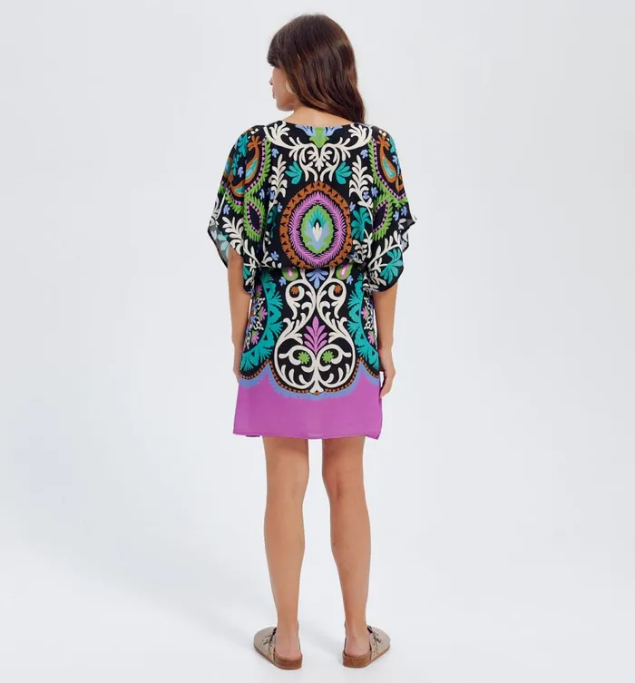 Women Short Kaftan Dress 8211 Black Print Promod Dresses Women Short Kaftan Dress 8211 Black Print Promod Dresses