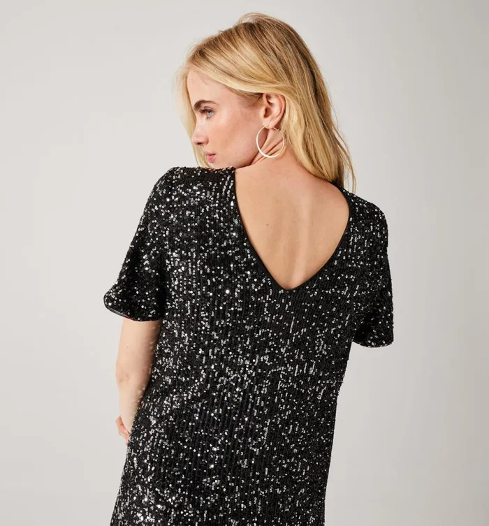 Women Short Sequinned Dress 8211 Black Promod Dresses Women Short Sequinned Dress 8211 Black Promod Dresses