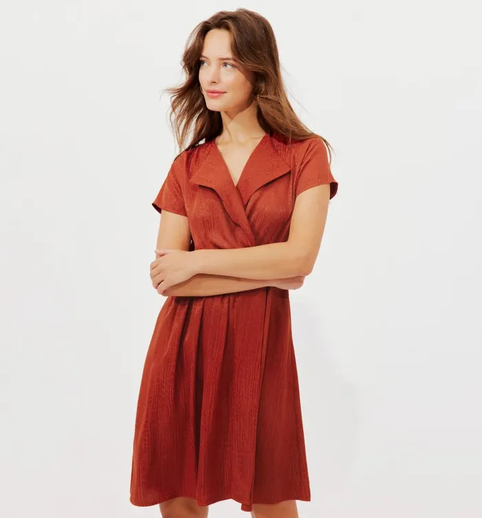 Women Short Shirtdress 8211 Orange Cuit Moyen Promod Dresses
