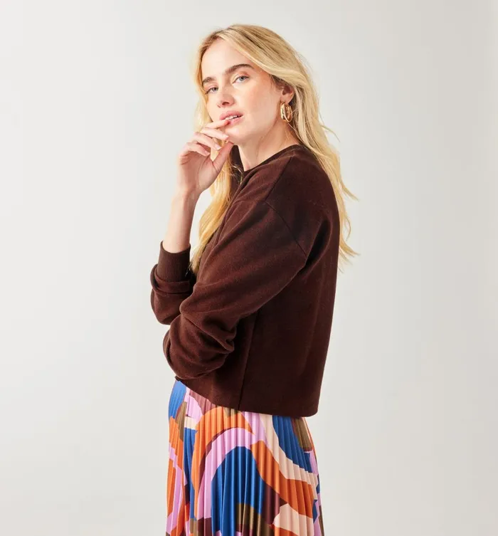 Women Short Sweatshirt 8211 Violet Promod Jumpers And Cardigans