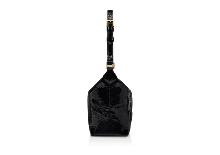 Women Shoulder Bags Tom Ford Crinkled Patent Leather Label Medium Pouch Black Women Shoulder Bags Tom Ford Crinkled Patent Leather Label Medium Pouch Black