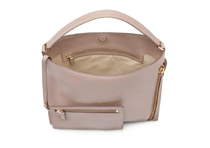 Women Shoulder Bags Tom Ford Grain Leather Small Alix Hobo Silk Taupe Women Shoulder Bags Tom Ford Grain Leather Small Alix Hobo Silk Taupe