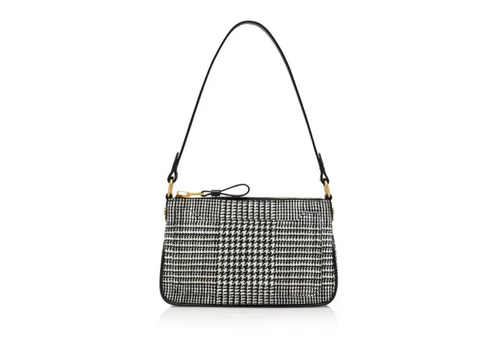 Women Shoulder Bags Tom Ford Prince Of Wales Wool Jennifer Mini Bag Black Chalk