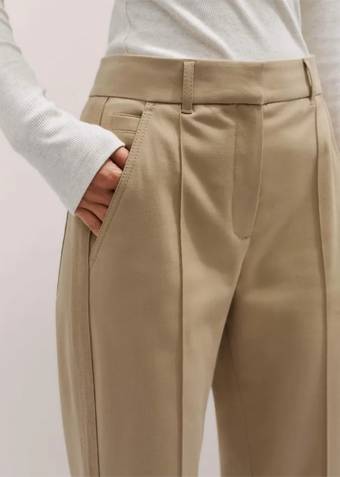 Women Side Stripe Slim Crop Pant Camel MEEM