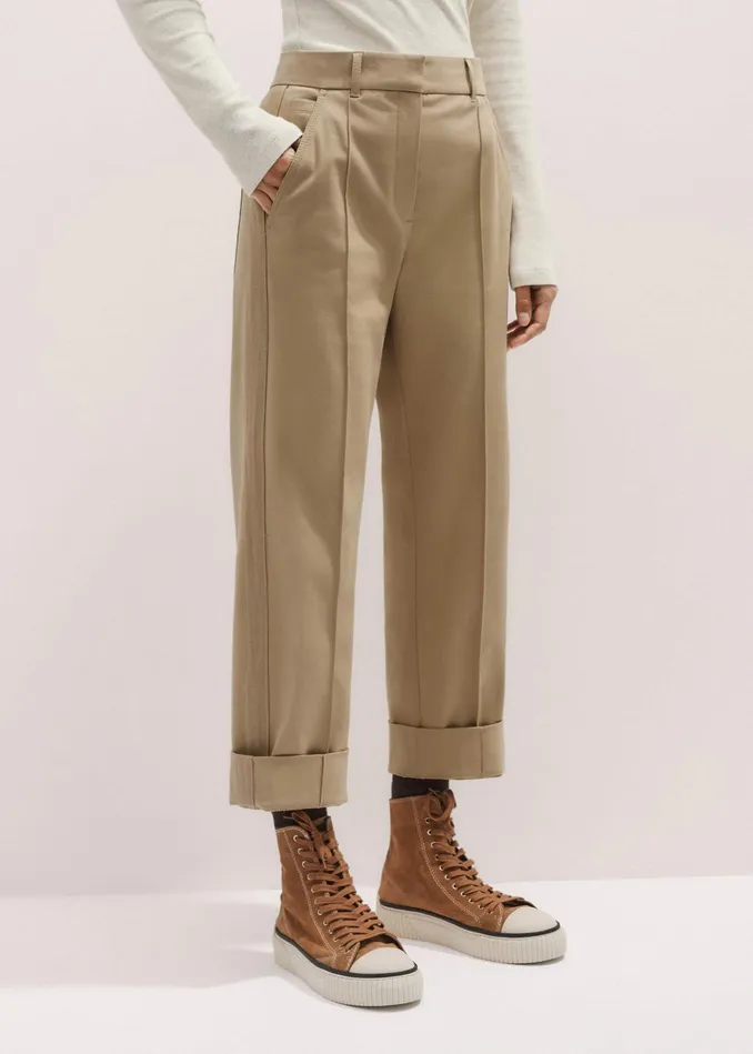 Women Side Stripe Slim Crop Pant Camel MEEM