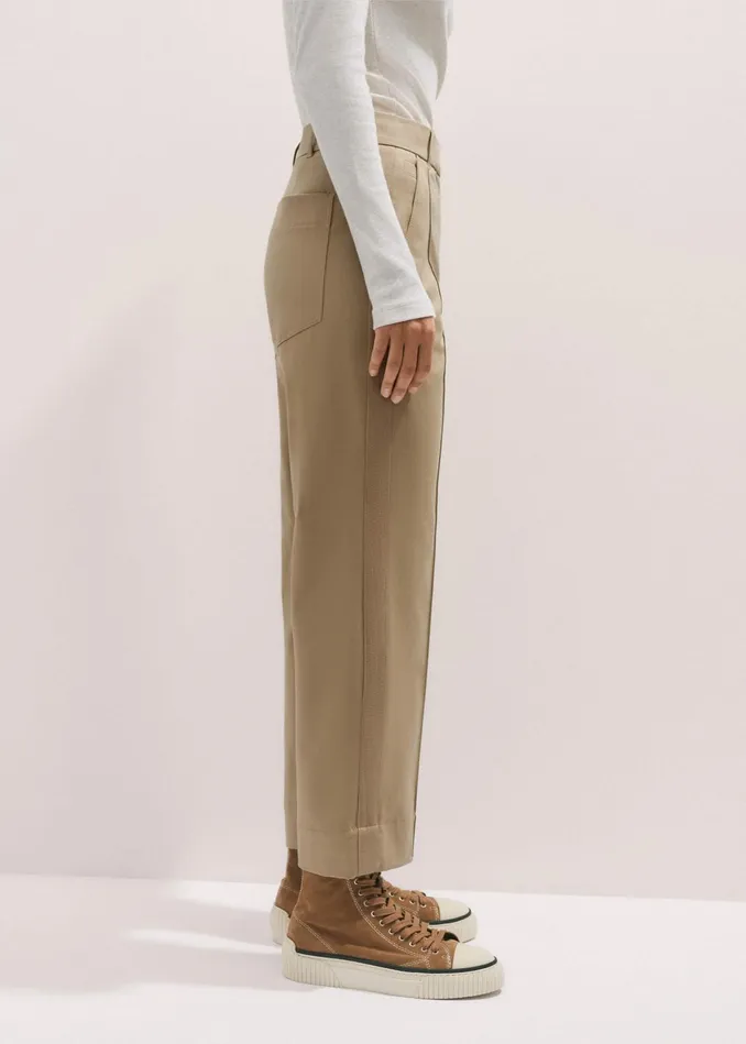 Women Side Stripe Slim Crop Pant Camel MEEM