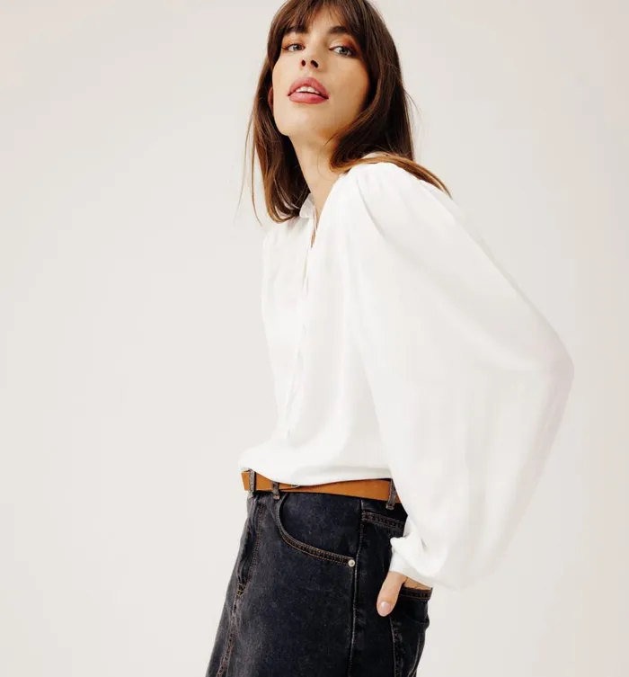 Women Silky Blouse 8211 Ecru Promod Shirts And Tunics