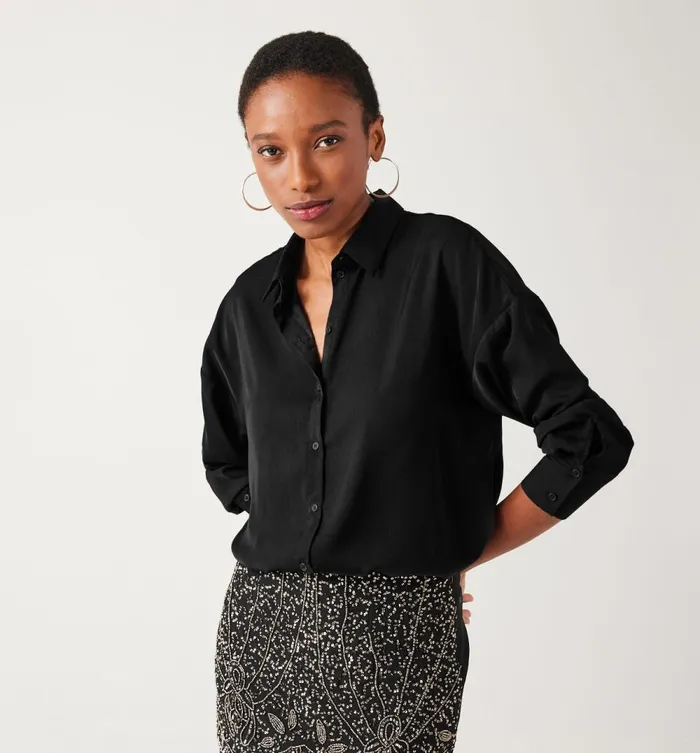 Women Silky Shirt 8211 Black Promod Shirts And Tunics