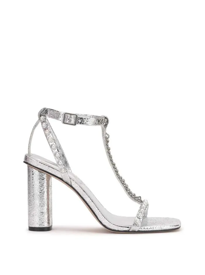 Women Siven High Heel Sandal In Silver Jessica Simpson Sandals