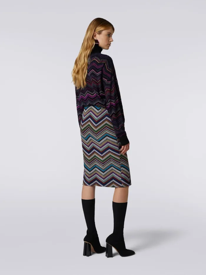Women Skirt With Split In Wool And Viscose Chevron And Lurex Multicoloured Missoni Skirts Women Skirt With Split In Wool And Viscose Chevron And Lurex Multicoloured Missoni Skirts