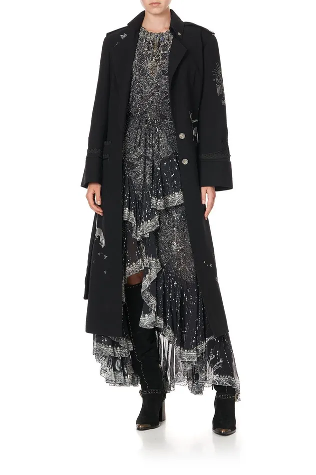 Women Skirts Camilla Maxi Skirt With Double Frill Midnight Pearl