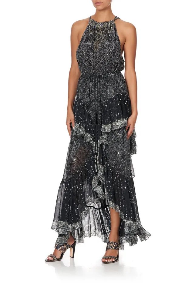 Women Skirts Camilla Maxi Skirt With Double Frill Midnight Pearl