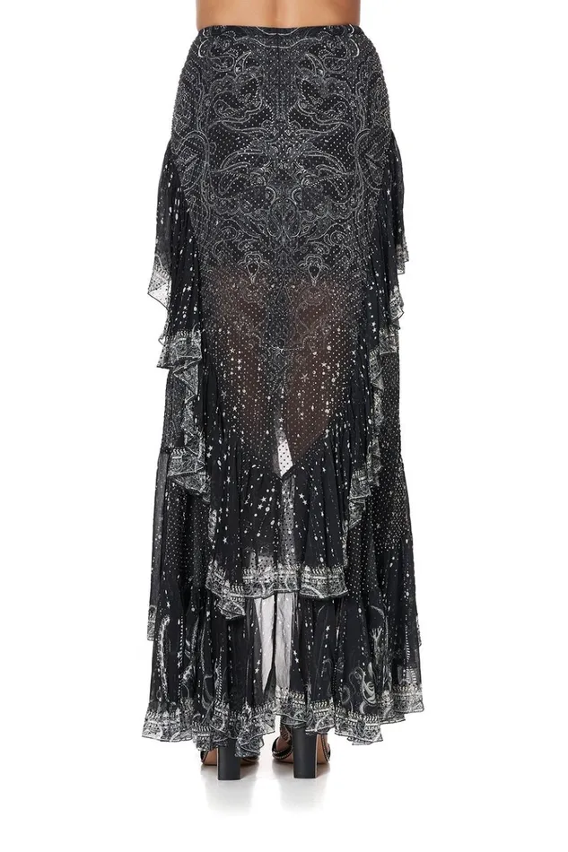 Women Skirts Camilla Maxi Skirt With Double Frill Midnight Pearl