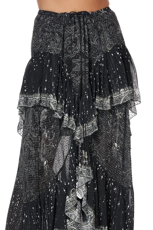 Women Skirts Camilla Maxi Skirt With Double Frill Midnight Pearl