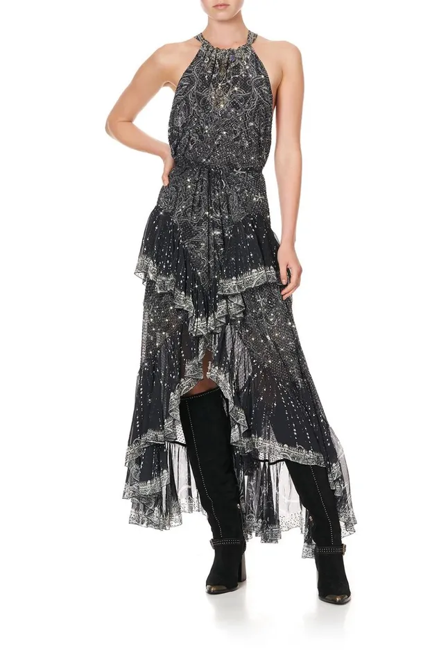 Women Skirts Camilla Maxi Skirt With Double Frill Midnight Pearl