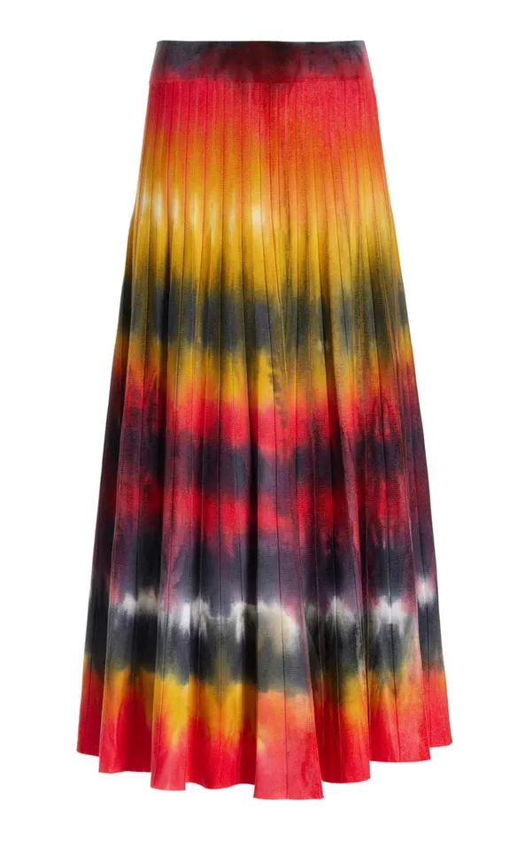 Women Skirts Gabriela Hearst Ella Corrugated Knit Skirt In Fire Tie Dye Cashmere