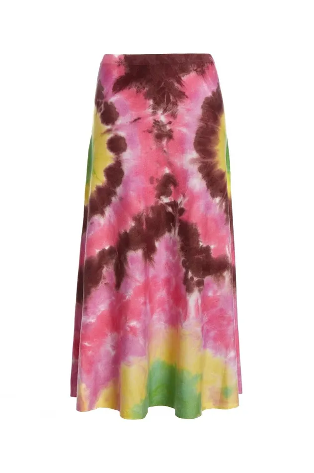 Women Skirts Gabriela Hearst Olive Knit Skirt In Multi Tie Dye Cashmere