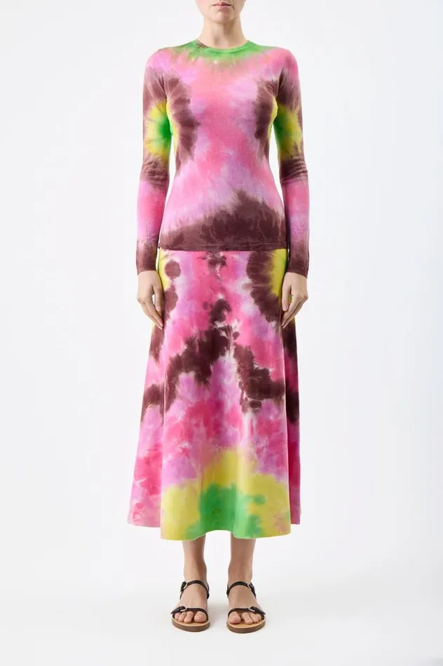 Women Skirts Gabriela Hearst Olive Knit Skirt In Multi Tie Dye Cashmere