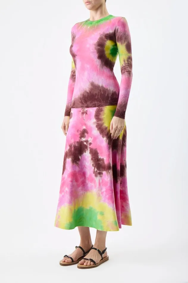 Women Skirts Gabriela Hearst Olive Knit Skirt In Multi Tie Dye Cashmere