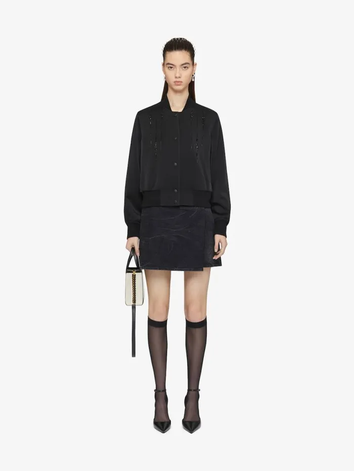 Women Skirts Givenchy Voyou Wrap Mini Skirt In Denim Black