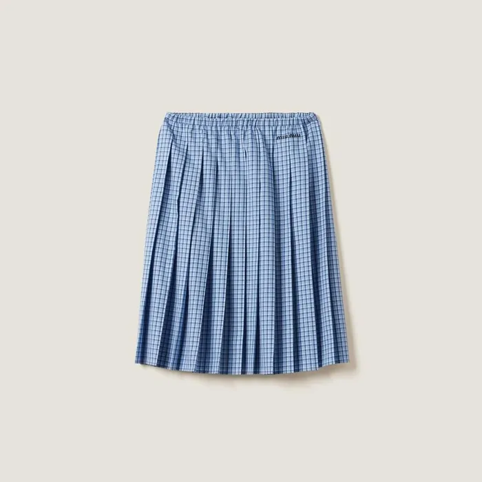 Women Skirts Miu Miu Checked Skirt Lightblue Blue