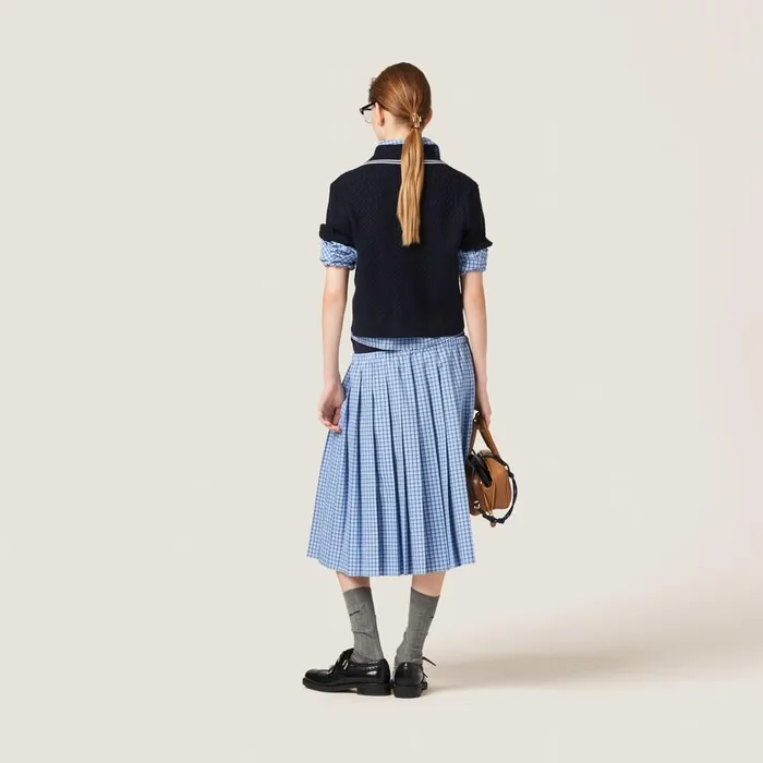 Women Skirts Miu Miu Checked Skirt Lightblue Blue Women Skirts Miu Miu Checked Skirt Lightblue Blue