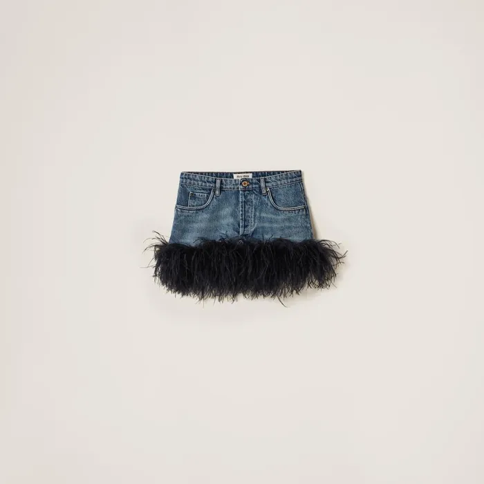 Women Skirts Miu Miu Denim Miniskirt Blueblack