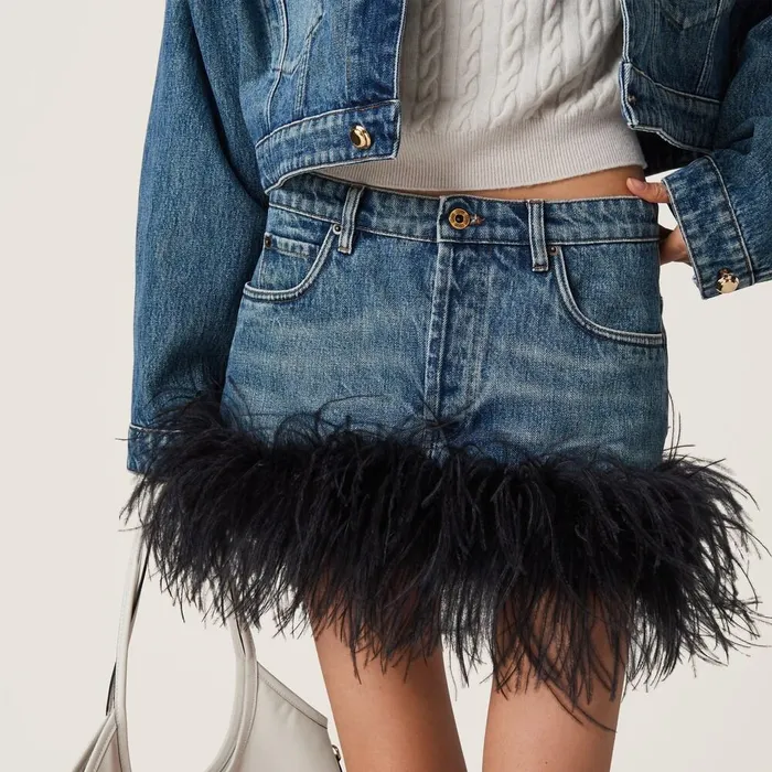 Women Skirts Miu Miu Denim Miniskirt Blueblack Women Skirts Miu Miu Denim Miniskirt Blueblack