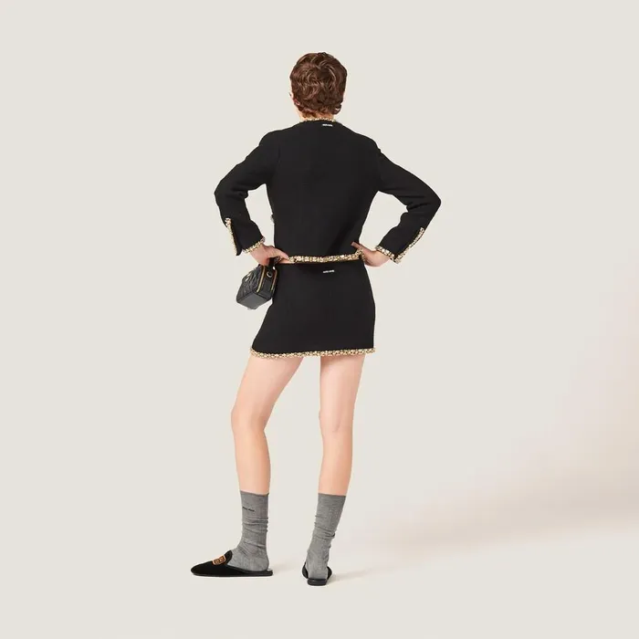Women Skirts Miu Miu Embroidered Tweed Miniskirt Black Women Skirts Miu Miu Embroidered Tweed Miniskirt Black
