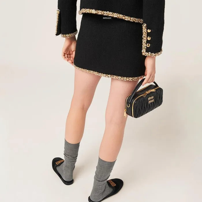 Women Skirts Miu Miu Embroidered Tweed Miniskirt Black Women Skirts Miu Miu Embroidered Tweed Miniskirt Black