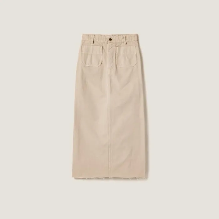 Women Skirts Miu Miu Garmentdyed Gabardine Midiskirt Chalk White
