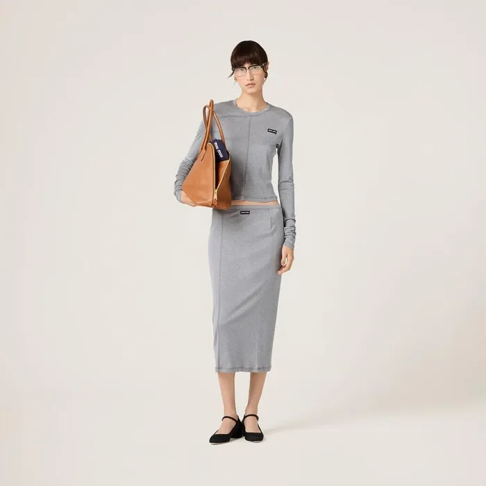 Women Skirts Miu Miu Jersey And Silk Skirt Grey Women Skirts Miu Miu Jersey And Silk Skirt Grey