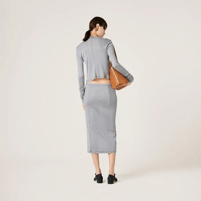 Women Skirts Miu Miu Jersey And Silk Skirt Grey Women Skirts Miu Miu Jersey And Silk Skirt Grey