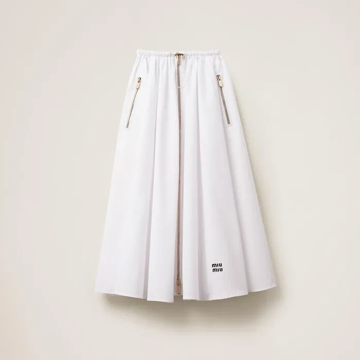 Women Skirts Miu Miu Long Poplin Skirt White