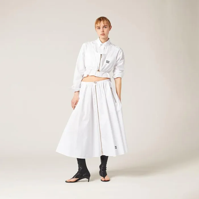 Women Skirts Miu Miu Long Poplin Skirt White Women Skirts Miu Miu Long Poplin Skirt White